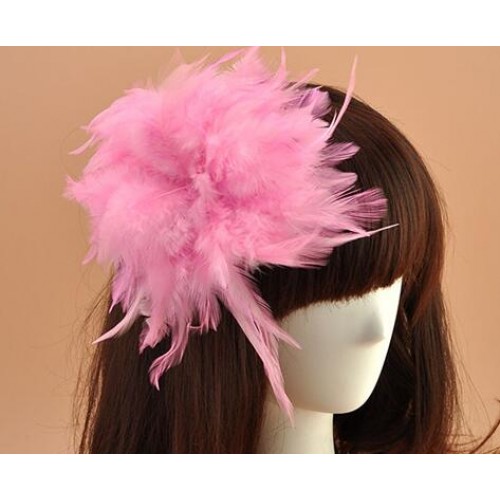 Women's girls stage performance feather headdress bridal model jazz singers host cosplay hair clip brooch